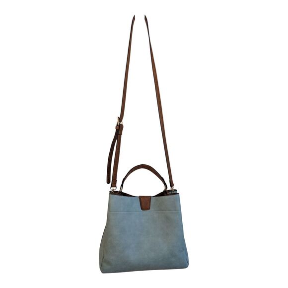 Jen & Co Tati Vegan Leather Satchel Light Teal Medium Top Handle Adjustable - Picture 5 of 12